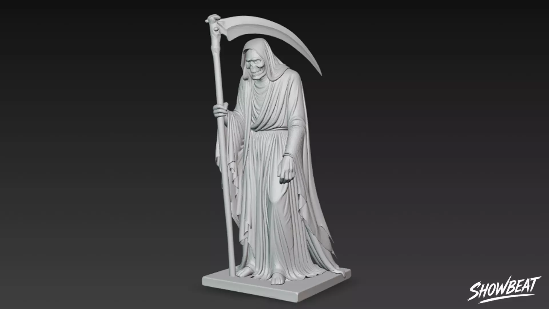 Death Reaper Statue Mourning Pose Low-poly 3D model_8