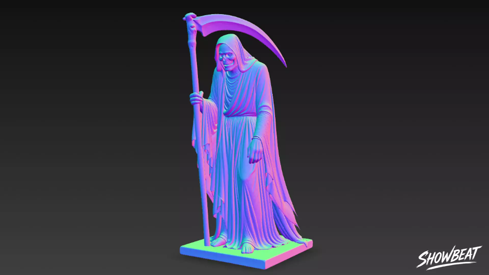 Death Reaper Statue Mourning Pose Low-poly 3D model_7