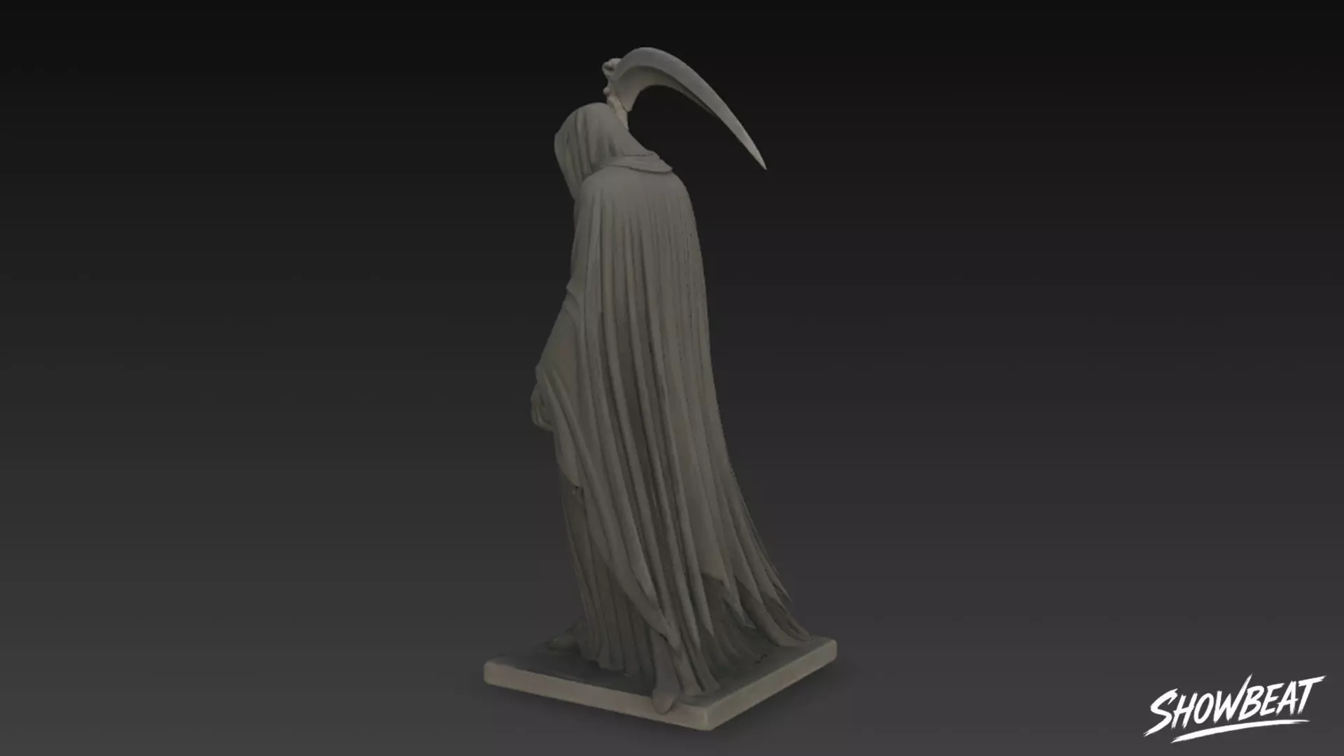 Death Reaper Statue Mourning Pose Low-poly 3D model_2