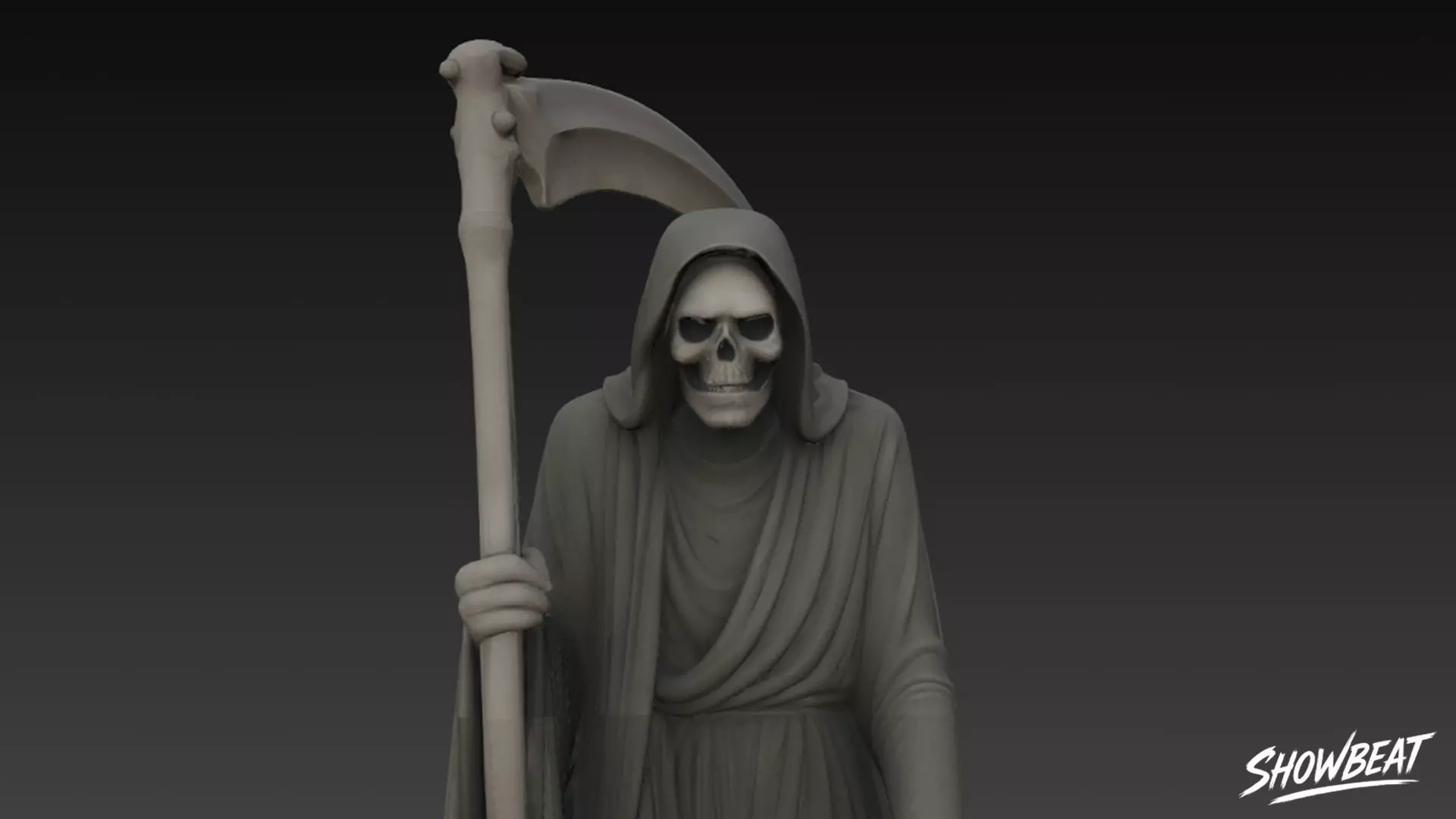 Death Reaper Statue Mourning Pose Low-poly 3D model_5