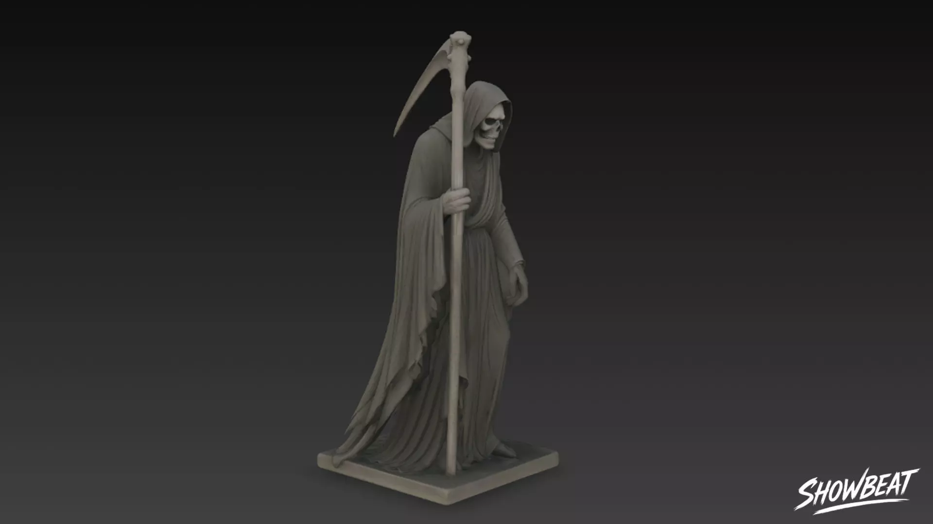 Death Reaper Statue Mourning Pose Low-poly 3D model_4