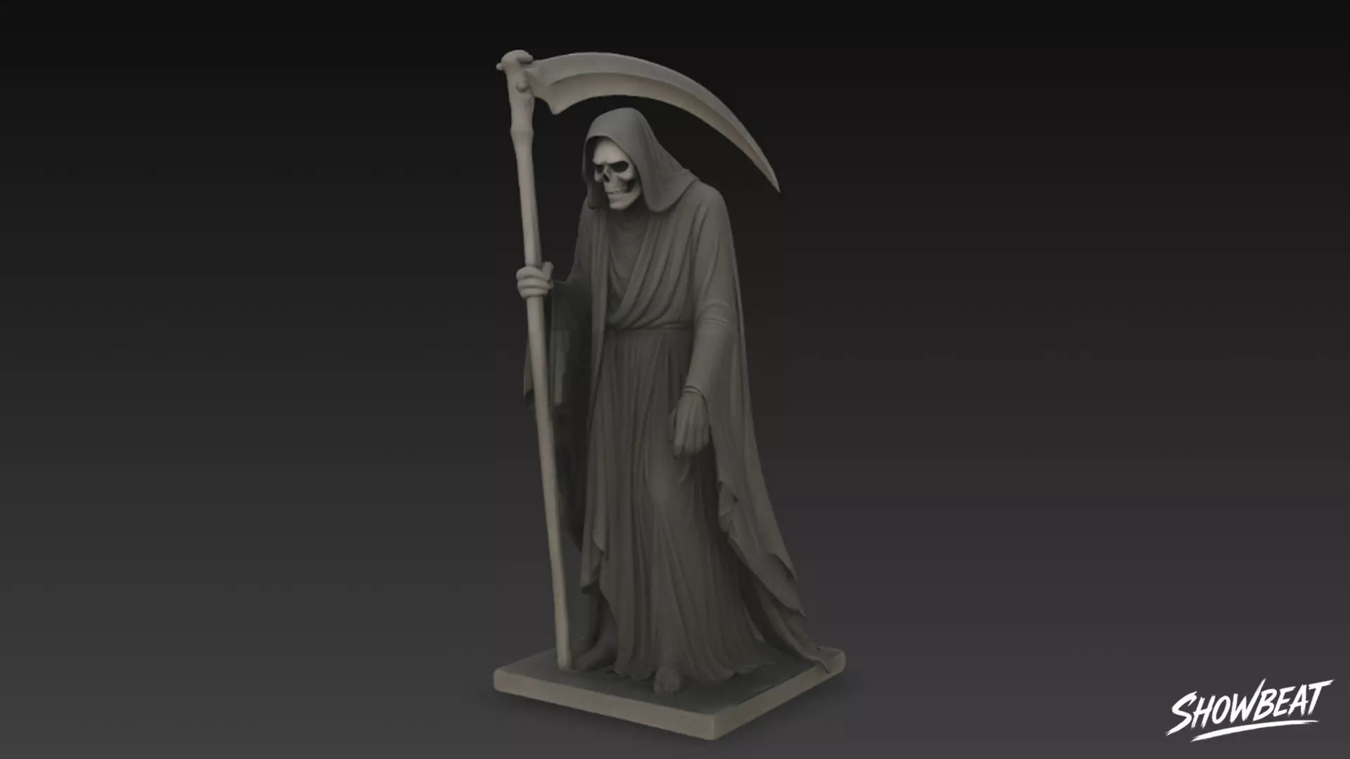 Death Reaper Statue Mourning Pose Low-poly 3D model_0