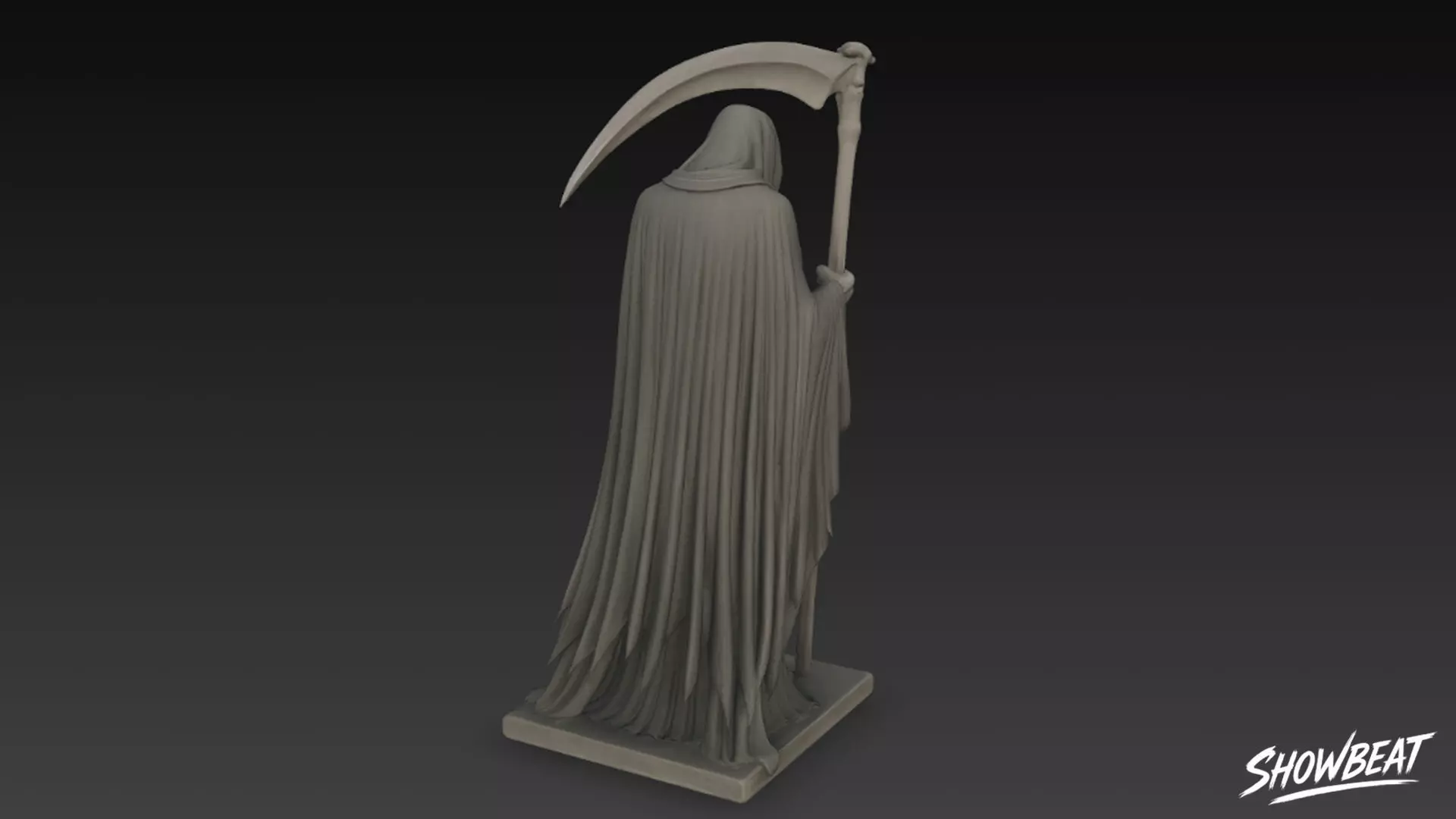 Death Reaper Statue Mourning Pose Low-poly 3D model_3