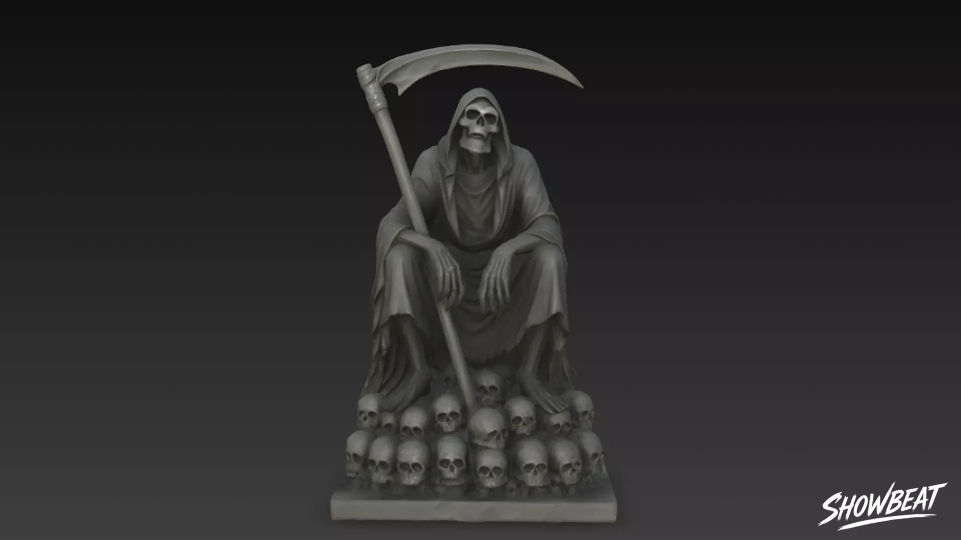 Death Reaper Statue Throne Pose Low-poly 3D model_5