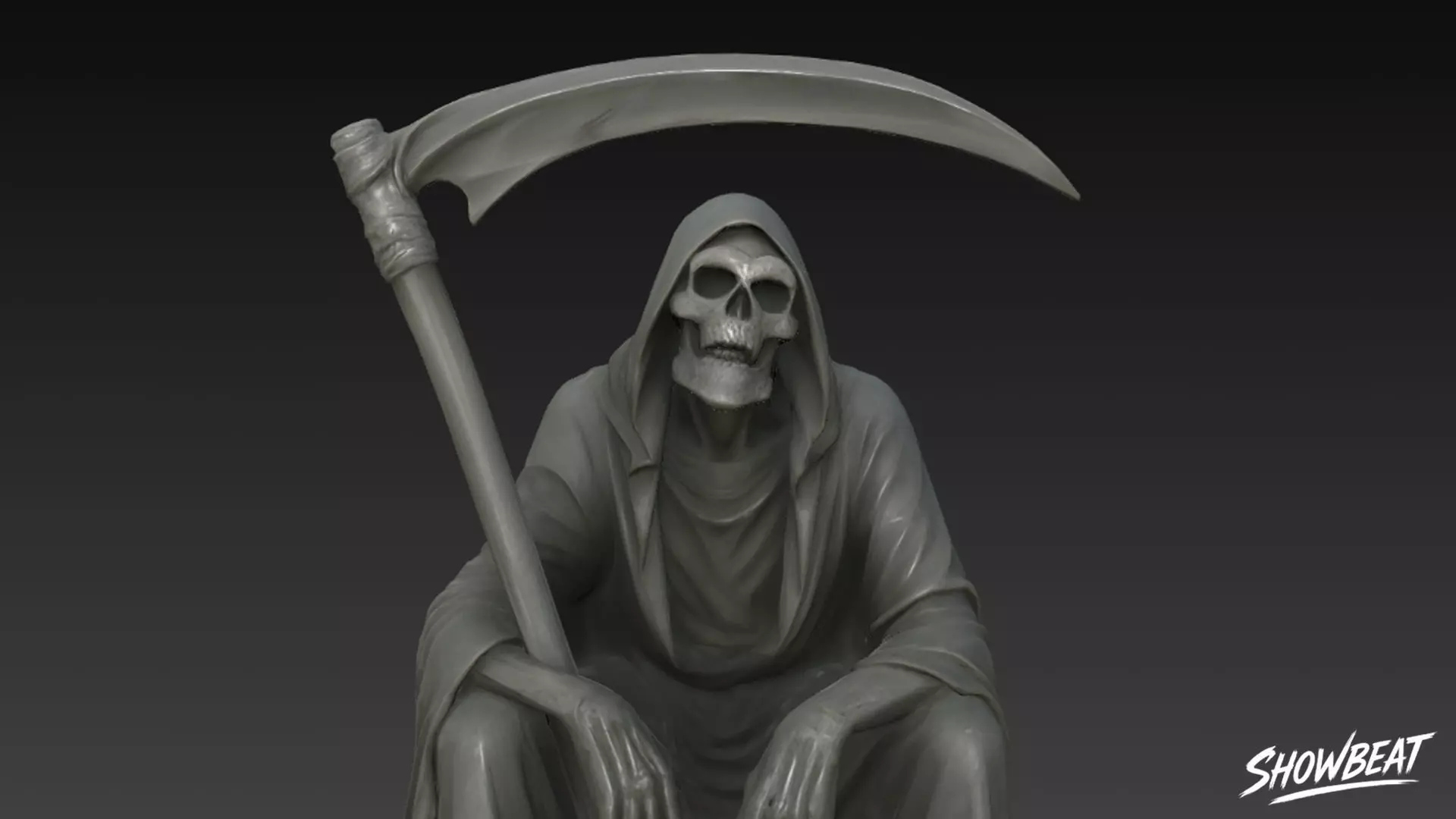 Death Reaper Statue Throne Pose Low-poly 3D model_6