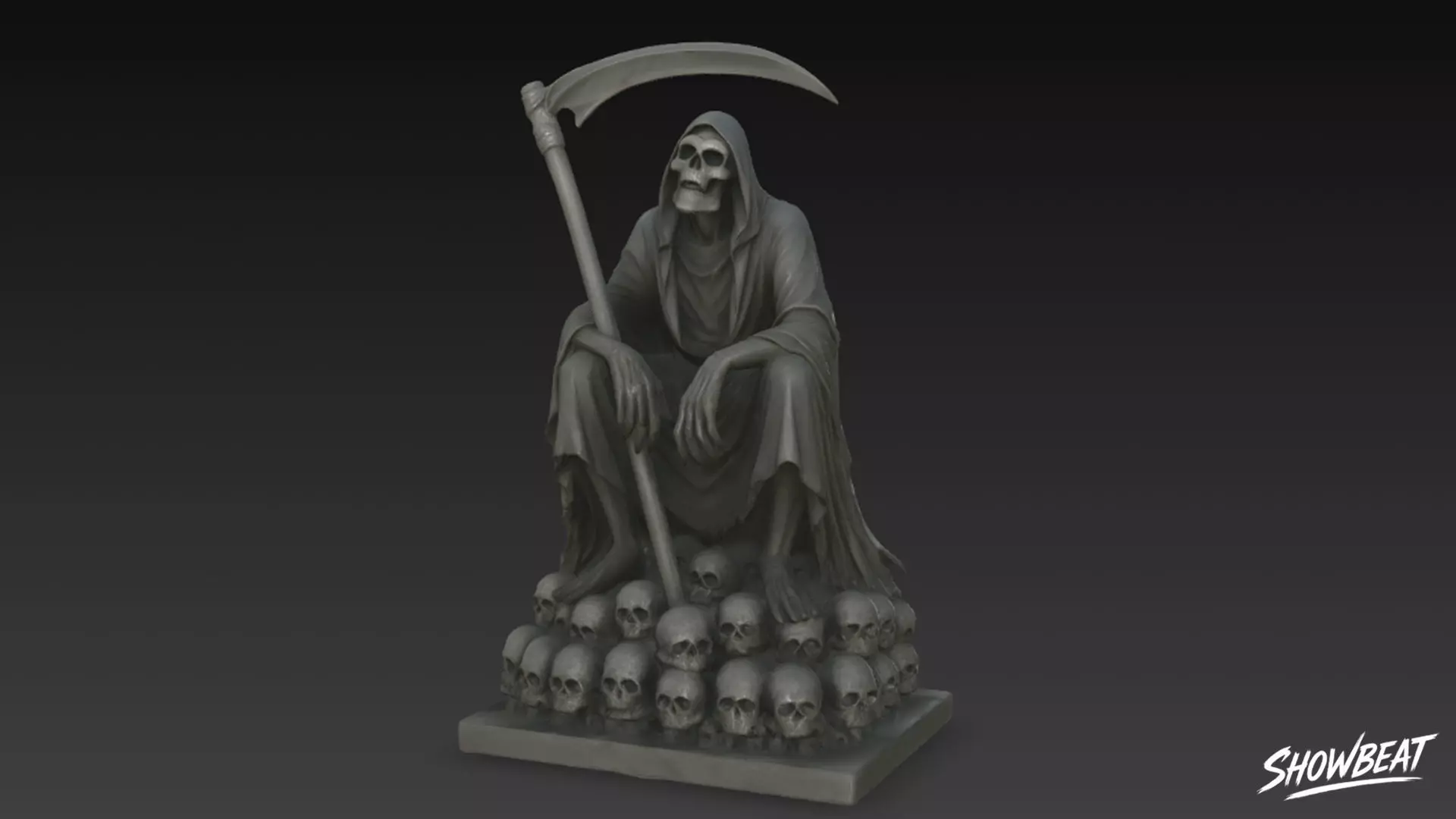Death Reaper Statue Throne Pose Low-poly 3D model_0
