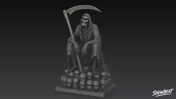 Death Reaper Statue Throne Pose
