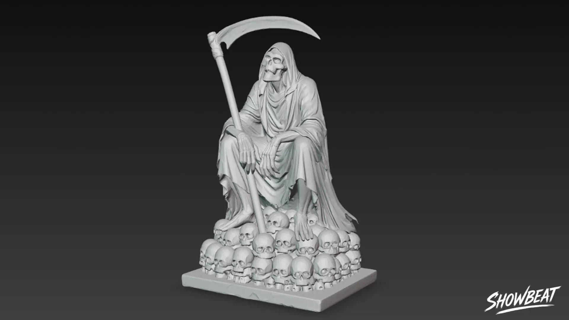 Death Reaper Statue Throne Pose Low-poly 3D model_10
