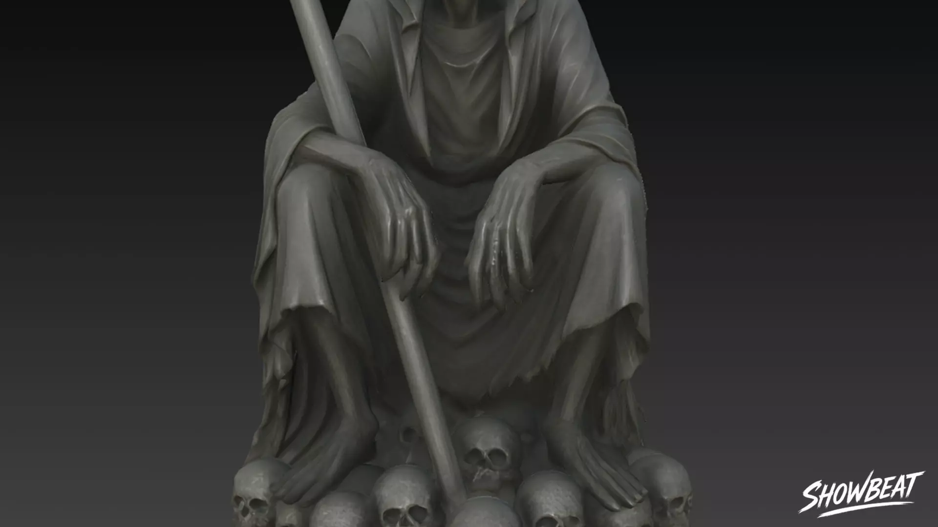 Death Reaper Statue Throne Pose Low-poly 3D model_7