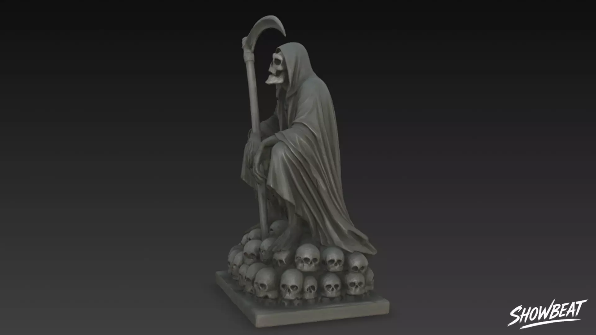 Death Reaper Statue Throne Pose Low-poly 3D model_1