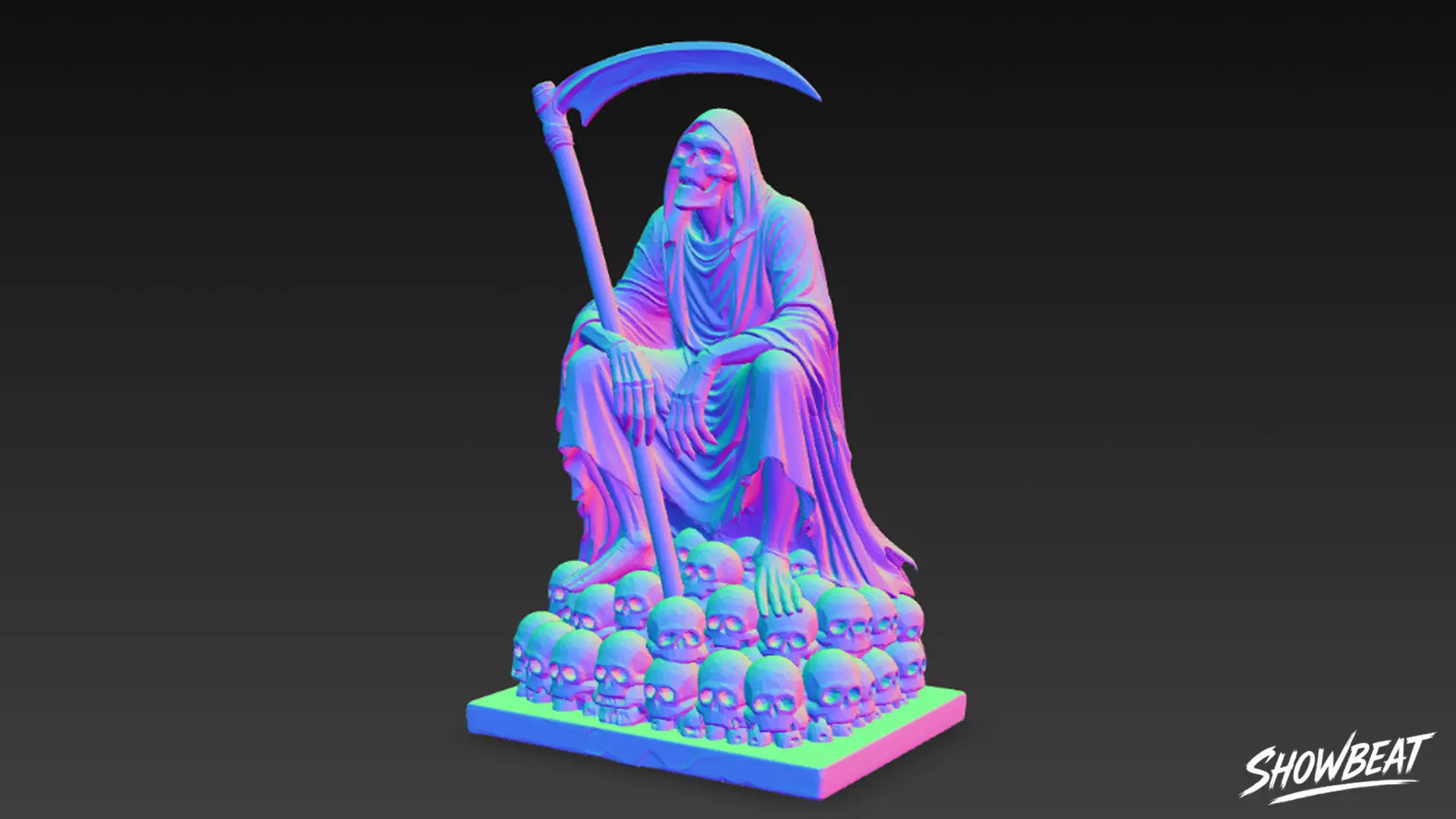 Death Reaper Statue Throne Pose Low-poly 3D model_9