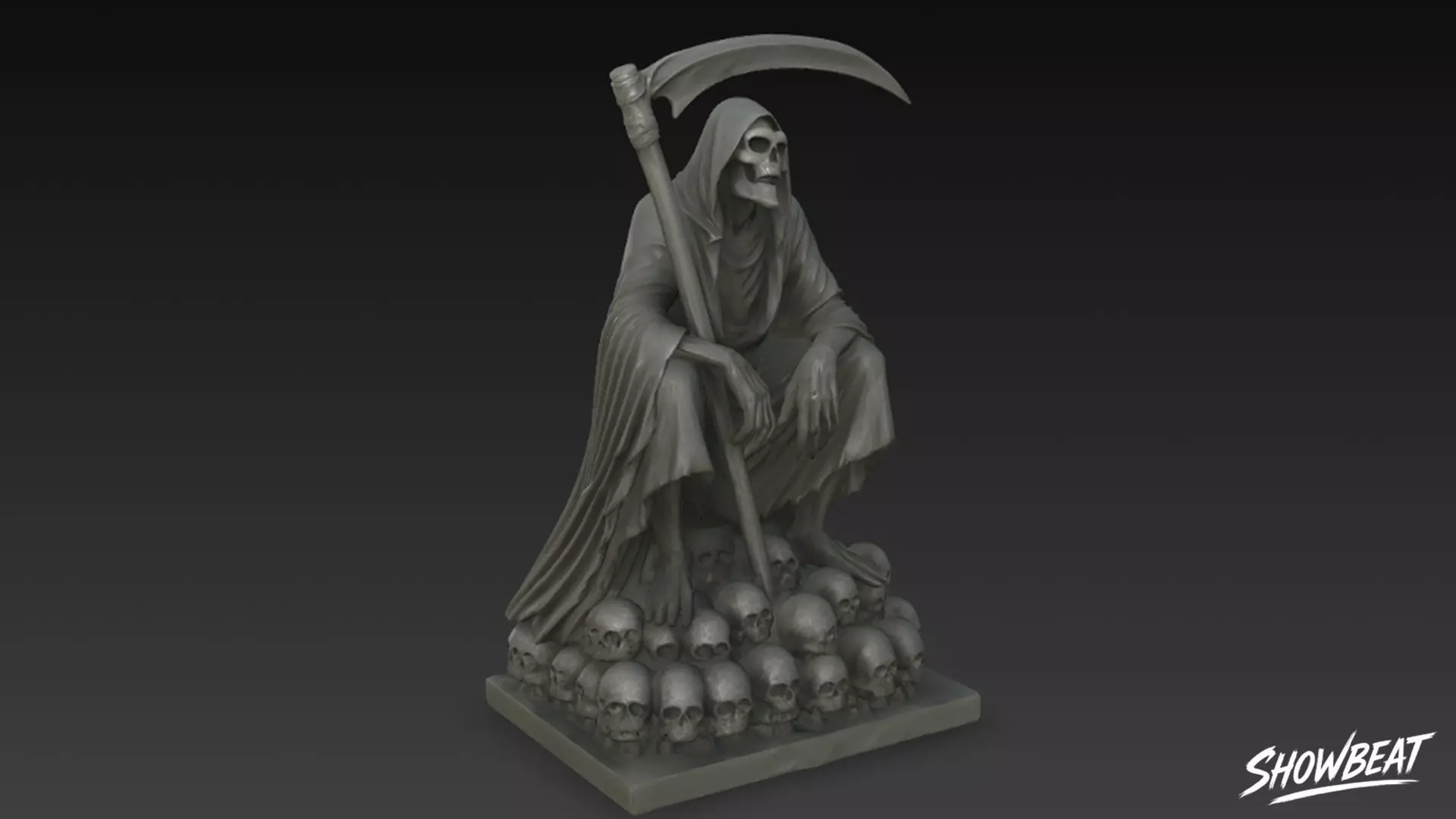 Death Reaper Statue Throne Pose Low-poly 3D model_4