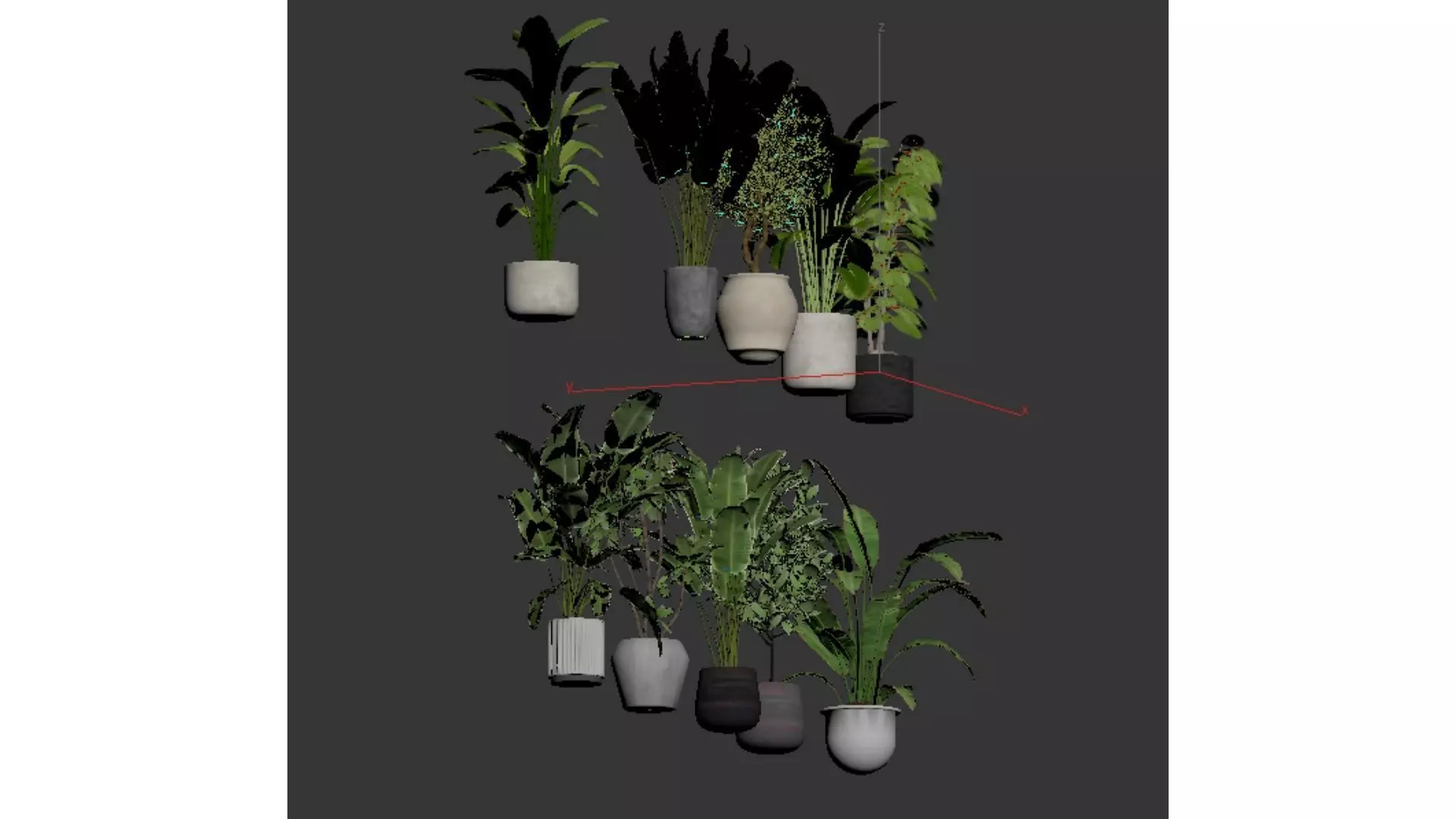 Diverse combinations of potted plants and plants 3D model_2