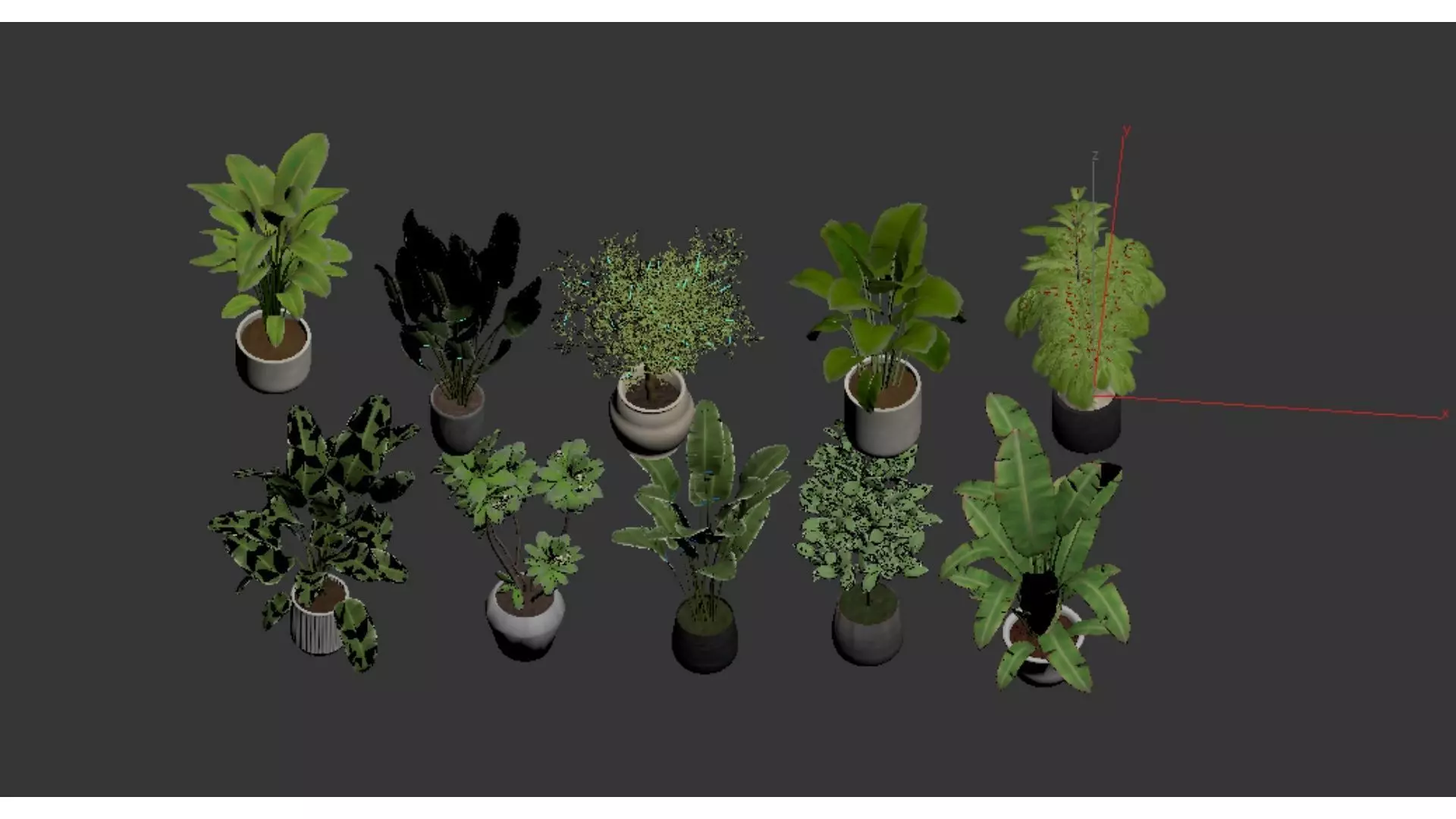 Diverse combinations of potted plants and plants 3D model_3