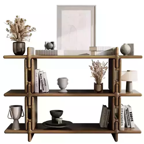 Wooden Shelves Decorative With Plants and Book - wooden Rack 43 