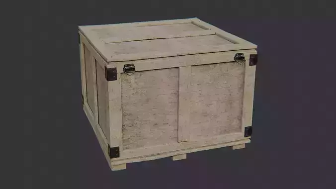 wooden shipping crate with metal reinforcements