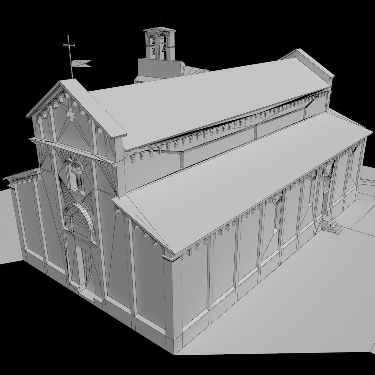 Romanic Style Church of Ardara --Exterior and Interior Low-poly 3D model_13