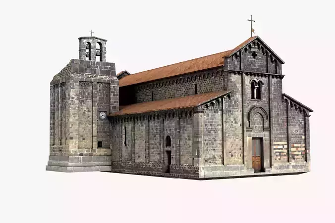 Romanic Style Church of Ardara --Exterior and Interior Low-poly 3D model