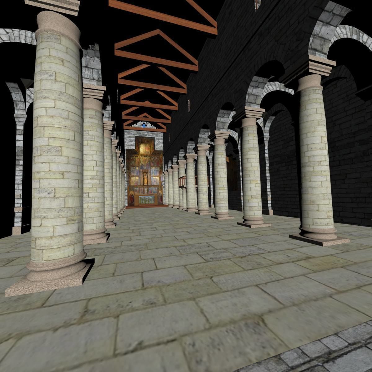 Romanic Style Church of Ardara --Exterior and Interior Low-poly 3D model_16