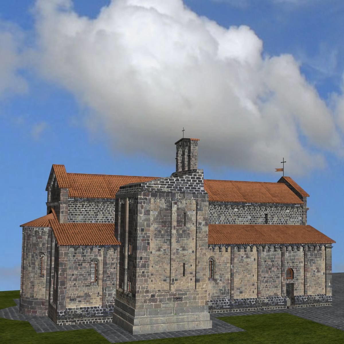 Romanic Style Church of Ardara --Exterior and Interior Low-poly 3D model_3