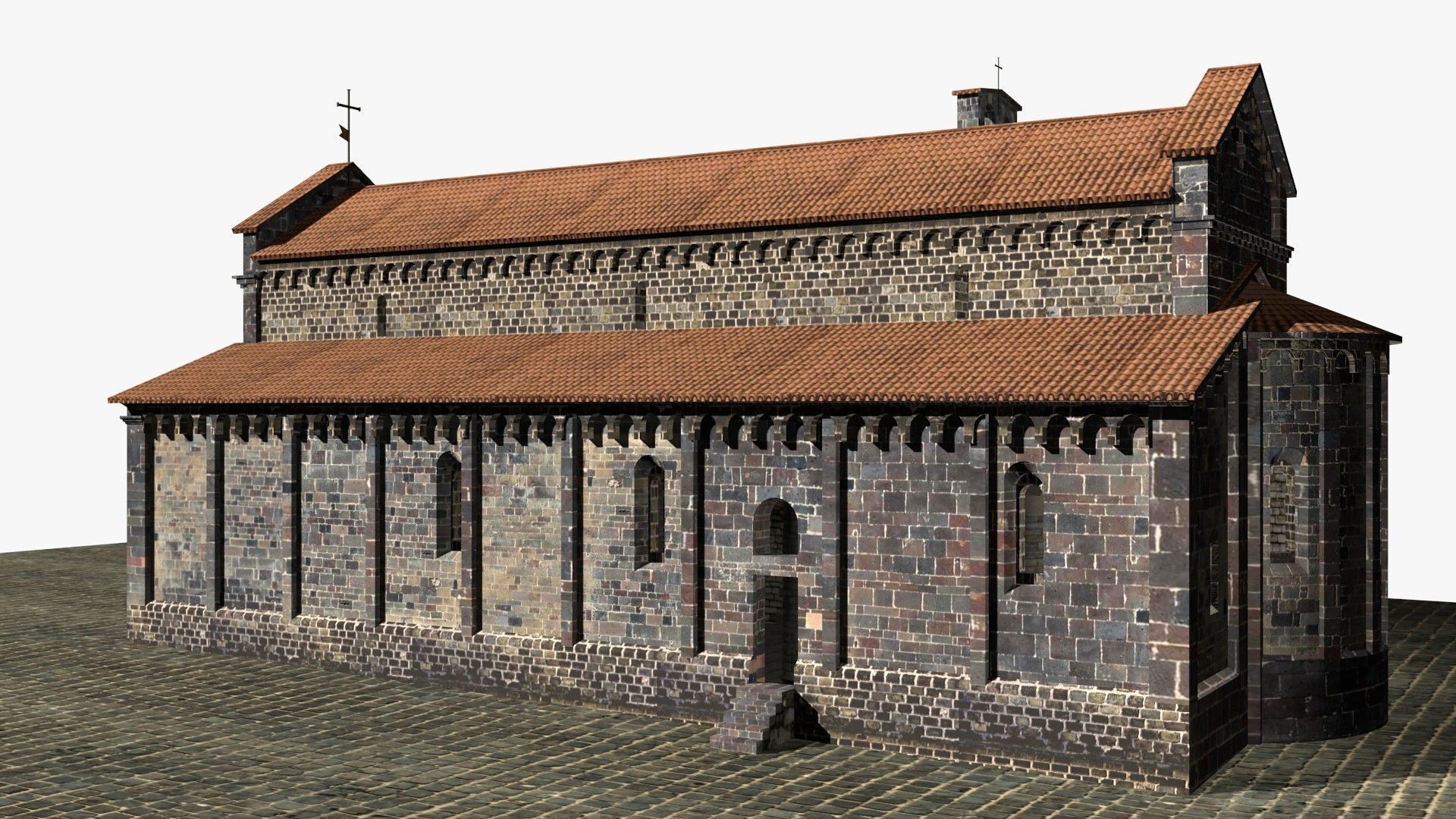 Romanic Style Church of Ardara --Exterior and Interior Low-poly 3D model_7