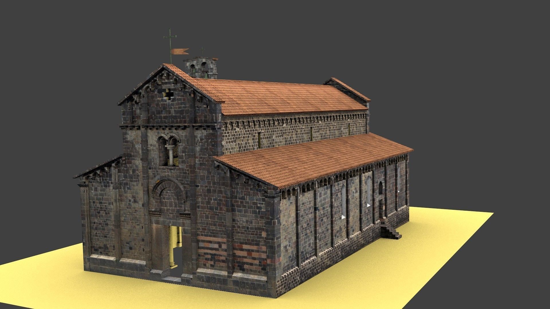 Romanic Style Church of Ardara --Exterior and Interior Low-poly 3D model_36