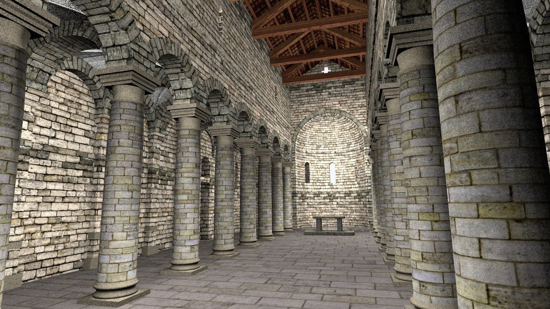 Romanic Style Church of Ardara --Exterior and Interior Low-poly 3D model_28