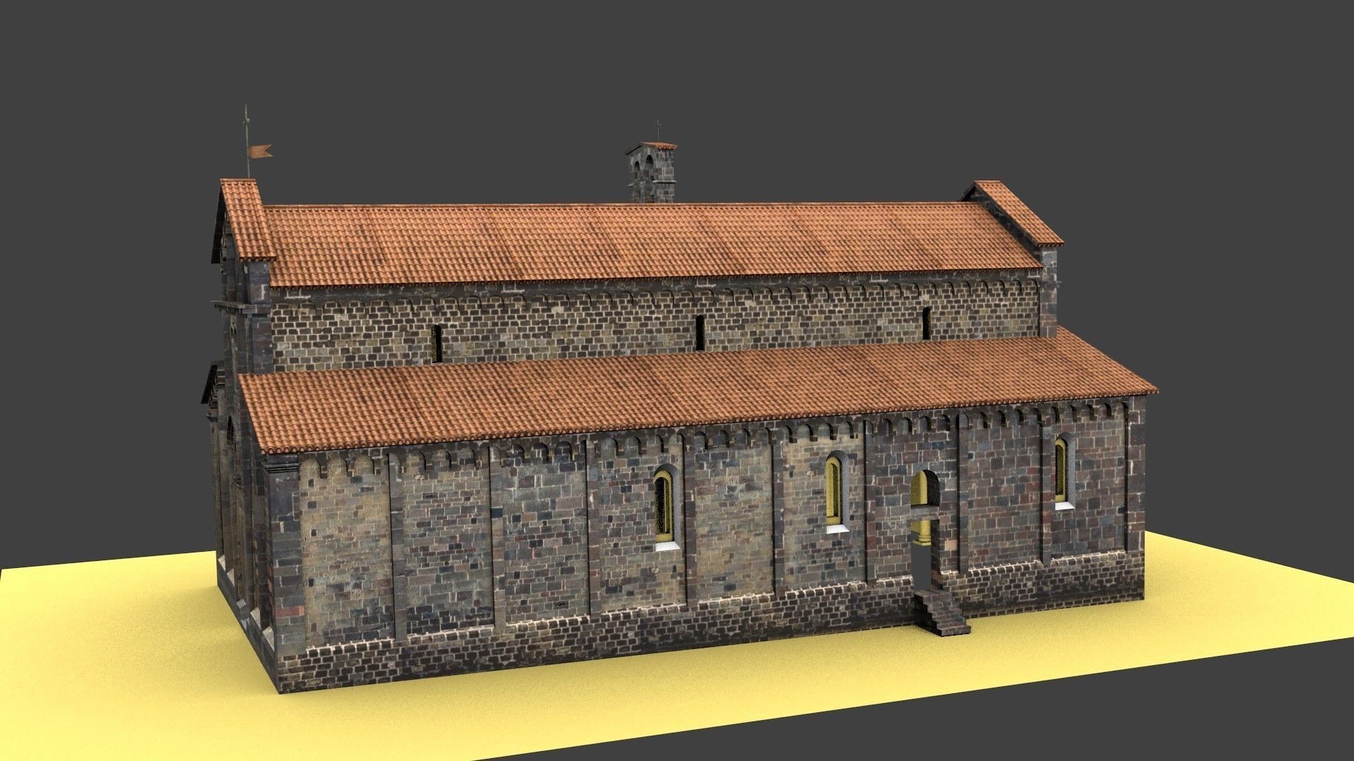 Romanic Style Church of Ardara --Exterior and Interior Low-poly 3D model_35