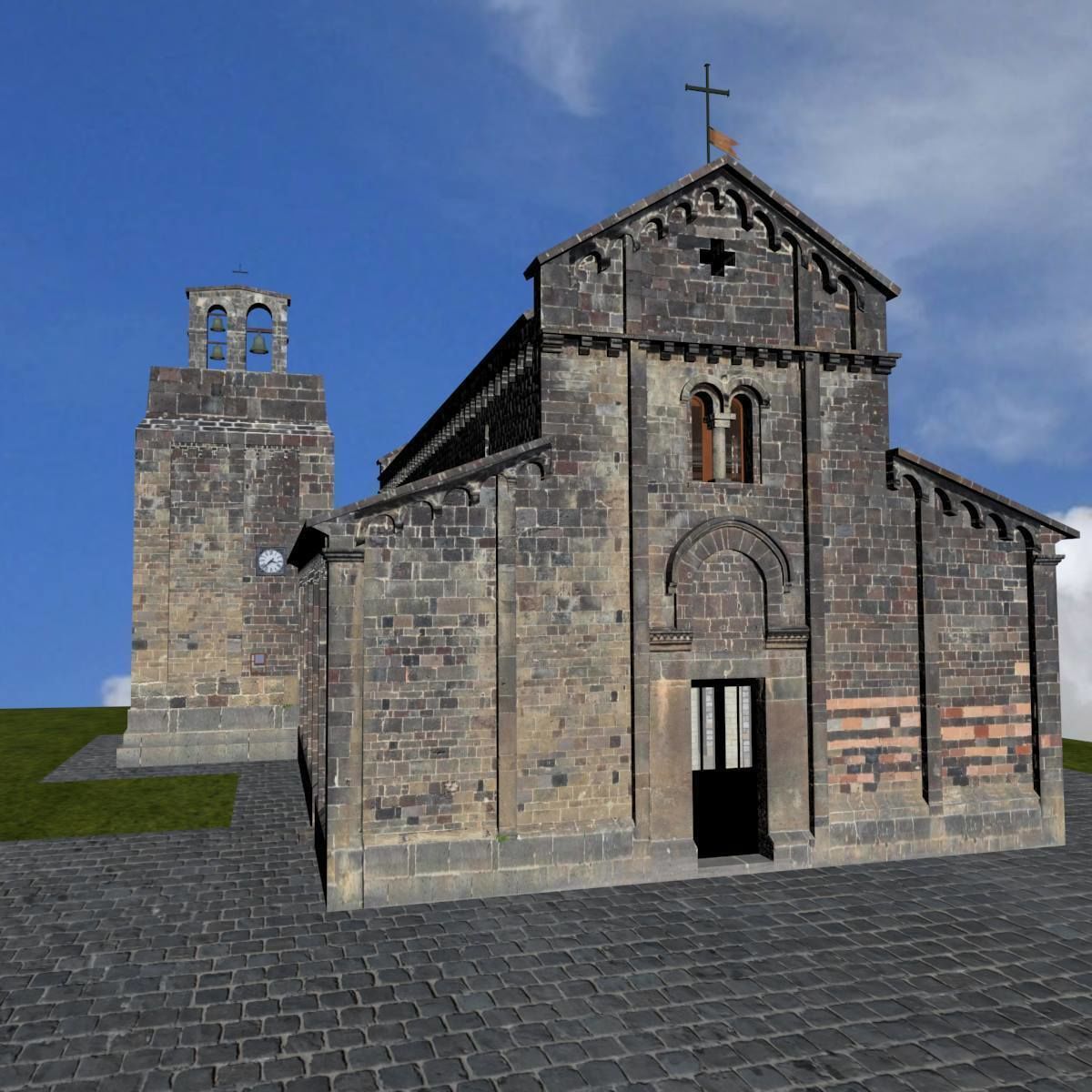Romanic Style Church of Ardara --Exterior and Interior Low-poly 3D model_1