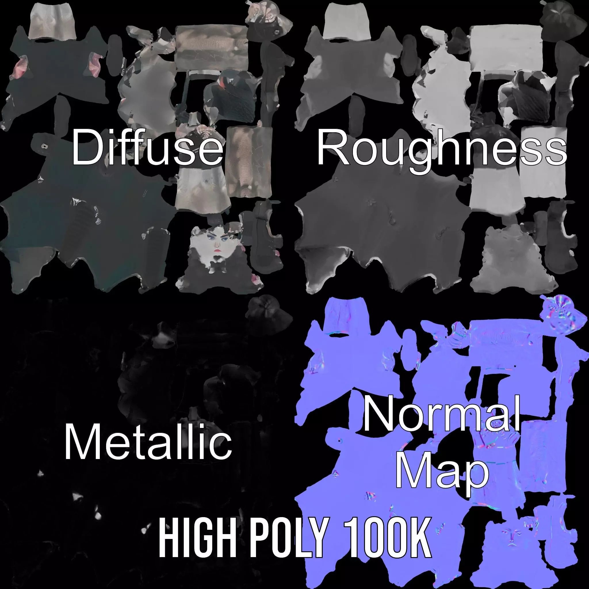 Dark Elf Warrior model pack Low-poly 3D model_4