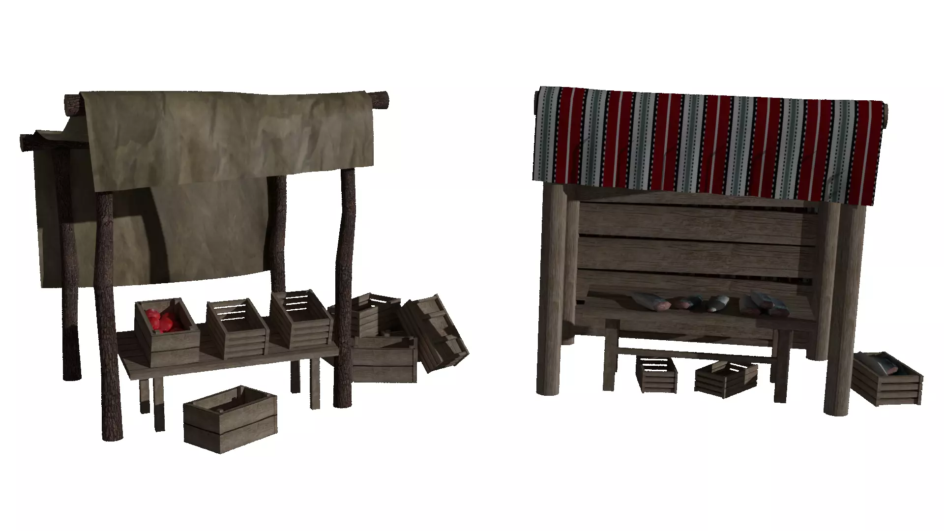 Medieval marketplace 3D model_3