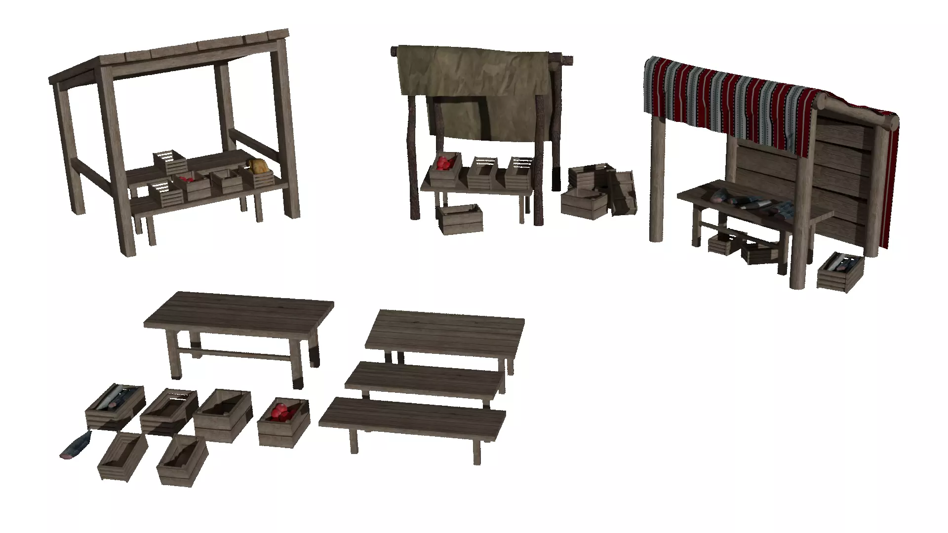 Medieval marketplace 3D model_1