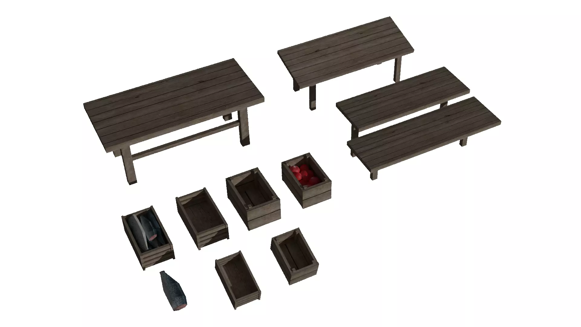 Medieval marketplace 3D model_2