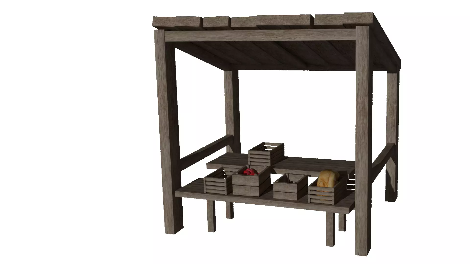 Medieval marketplace 3D model_6