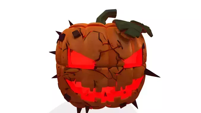 Spiked Evil Pumpkin Stylized Halloween 3D Model