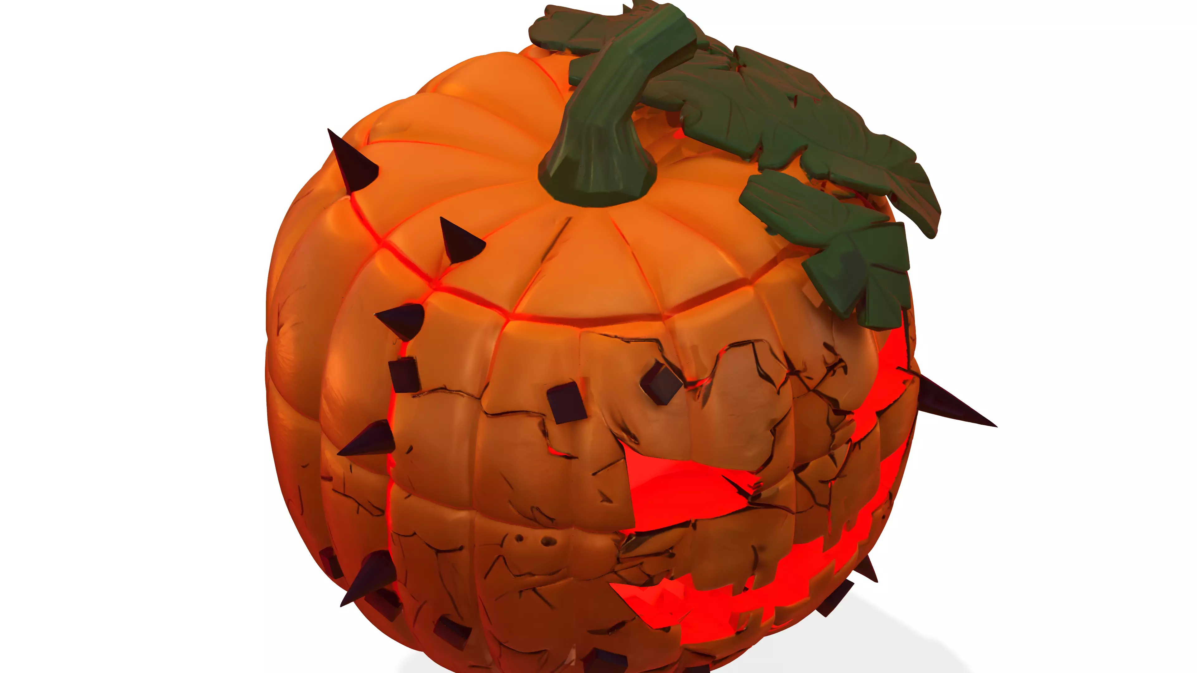 Spiked Evil Pumpkin Stylized Halloween 3D Model 3D model_2