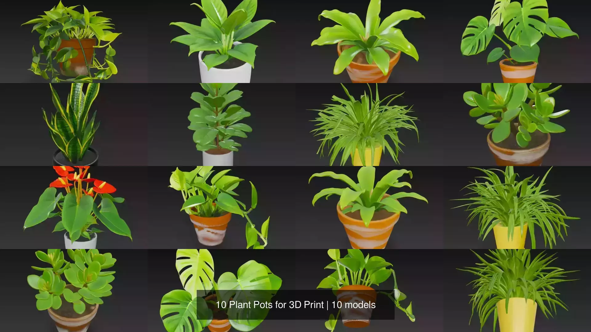 10 Plant Pots 3d Model 3D Model Collection_0