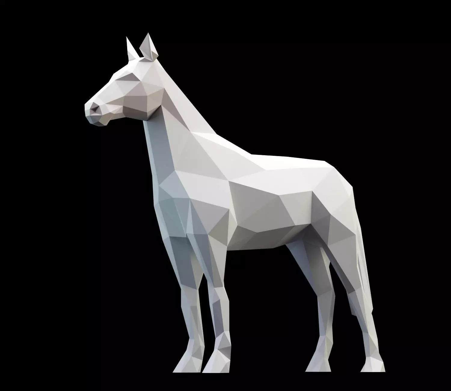 Horses polygonal horse Low-poly 3D model_0