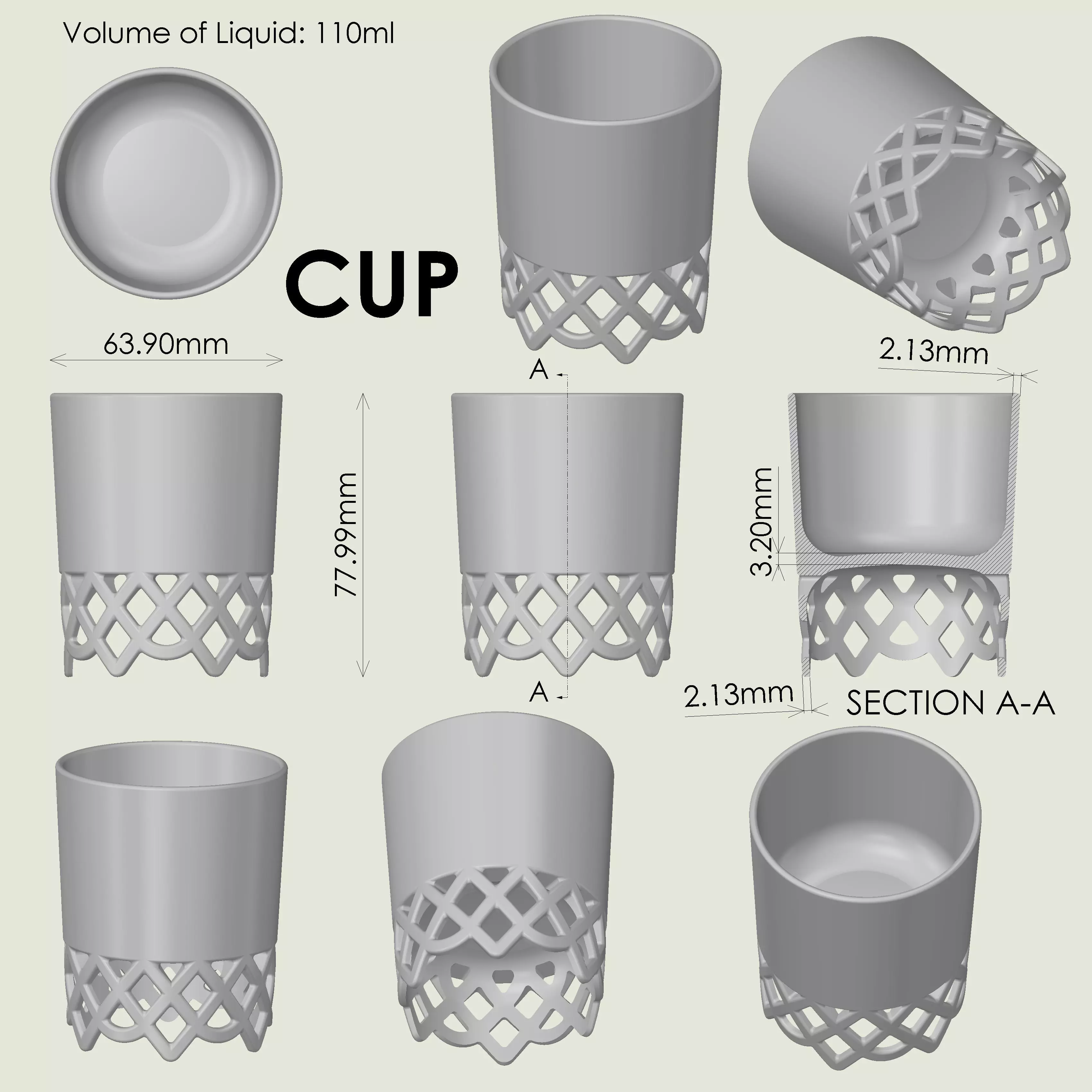 Printable Cup 3D print model_3