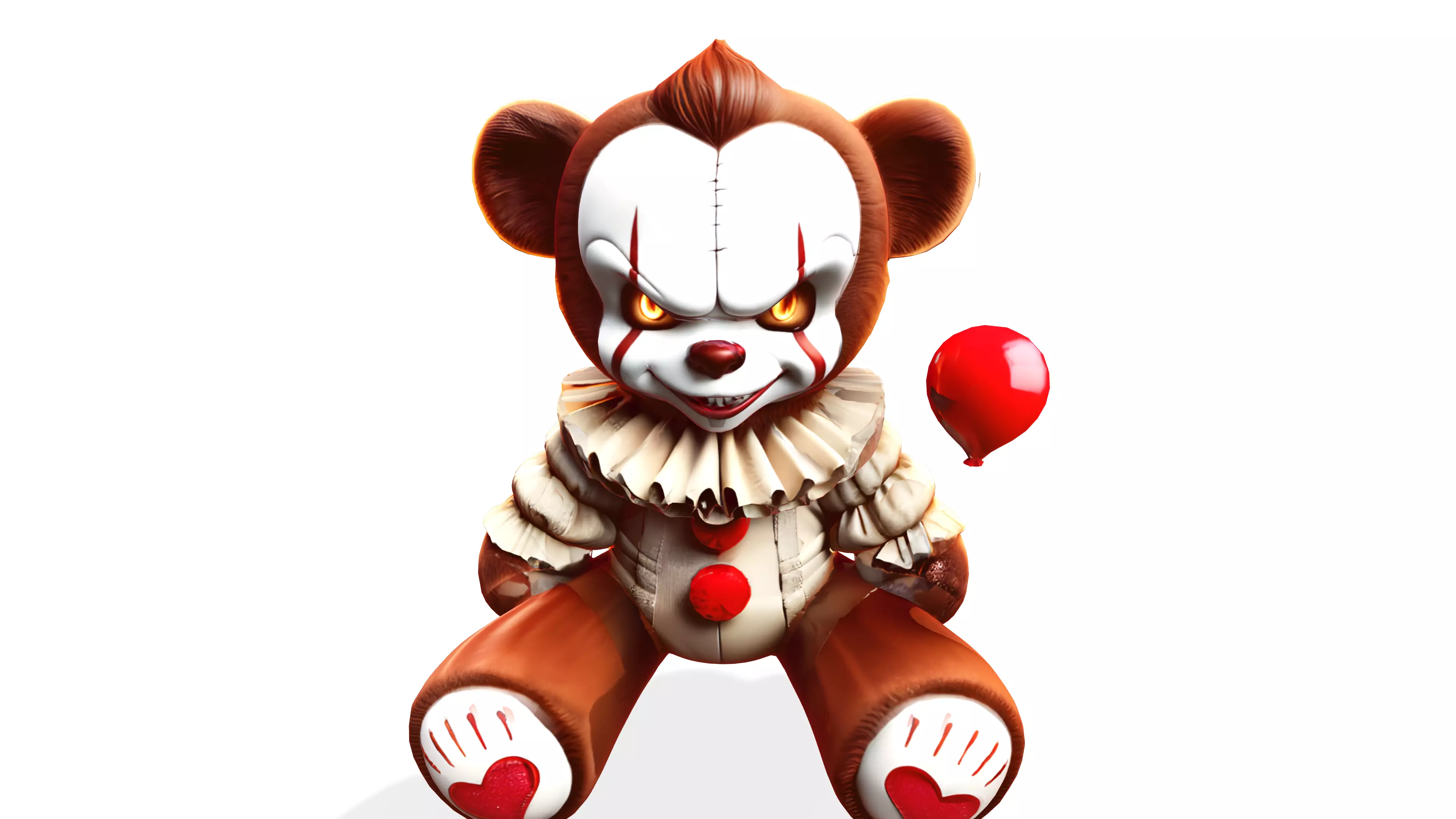 Pennywise Teddy with Balloon Horror Creepy Cute 3D Model 3D model_0