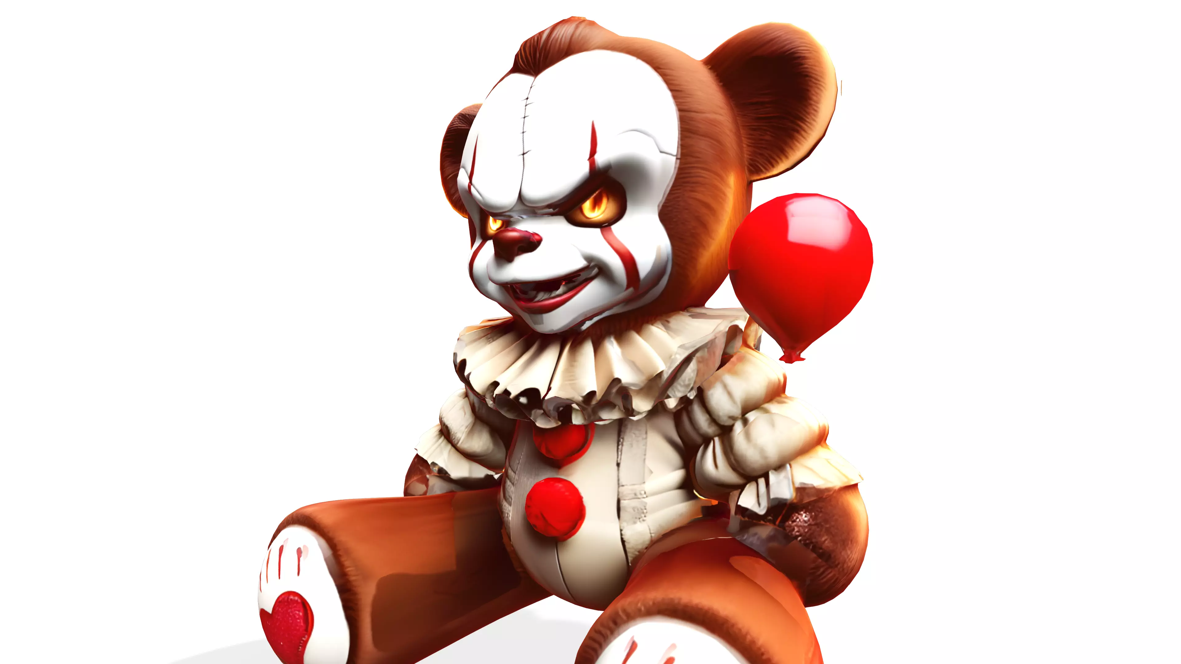 Pennywise Teddy with Balloon Horror Creepy Cute 3D Model 3D model_1
