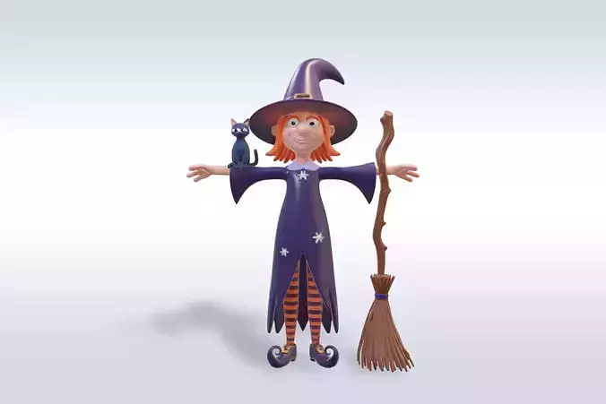 Adorable Witch Halloween Character 3D Model 3D model