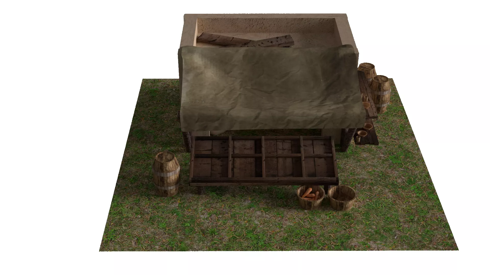 Medieval market 3D model_1