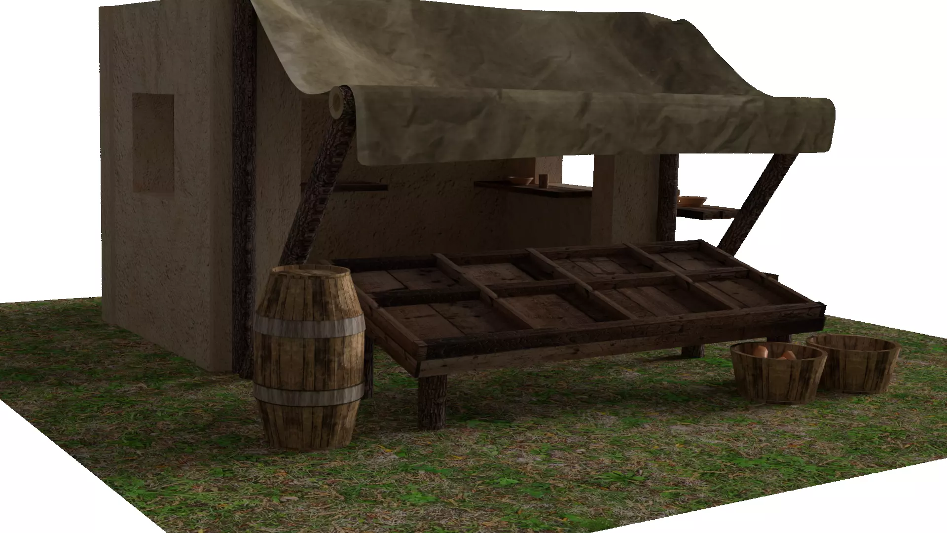 Medieval market 3D model_4