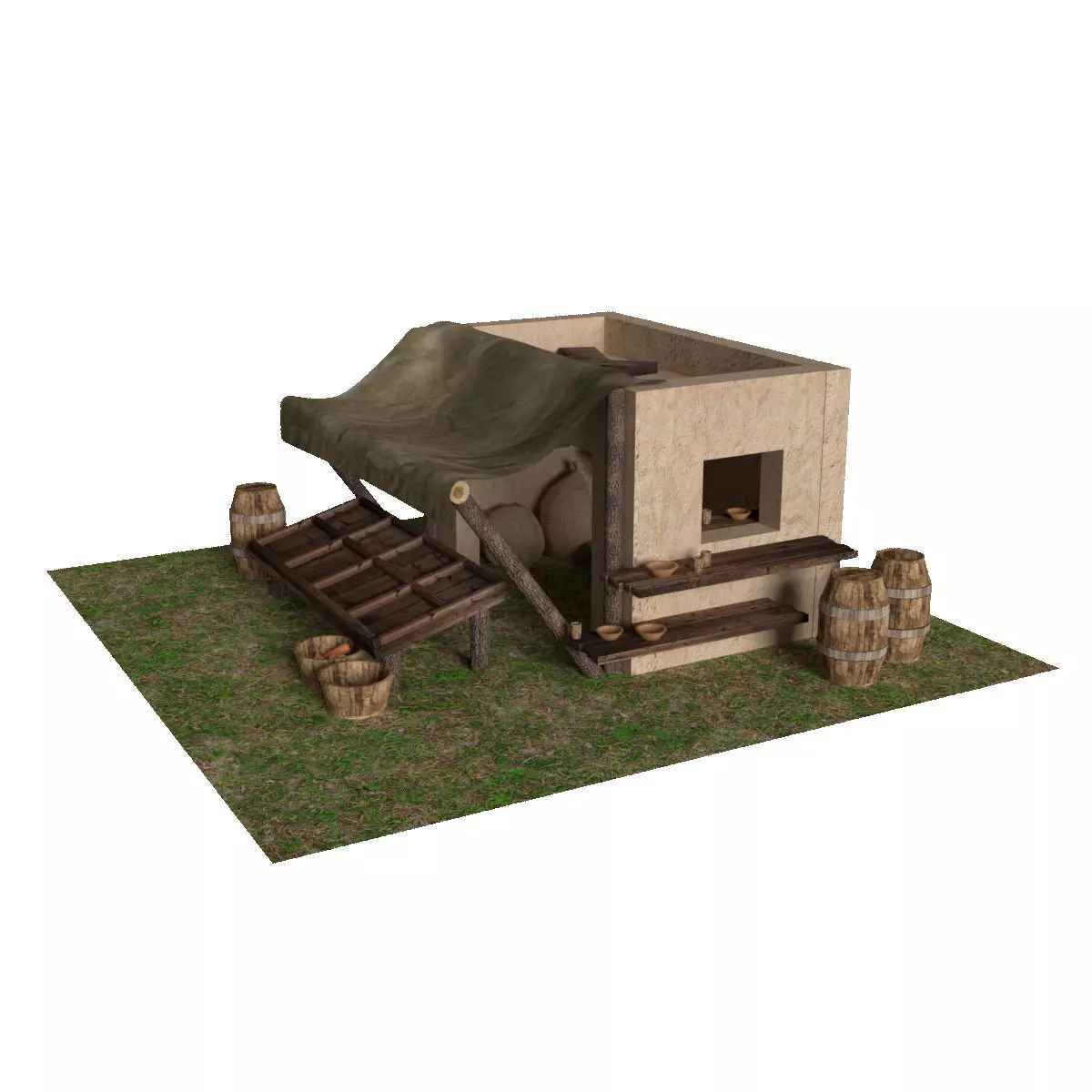 Medieval market 3D model_0