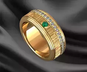 Diamond and Emerald Stone Printable Ring