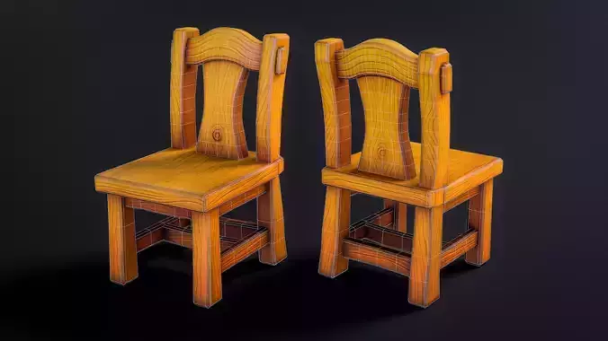 Stylized Wooden Chair 02