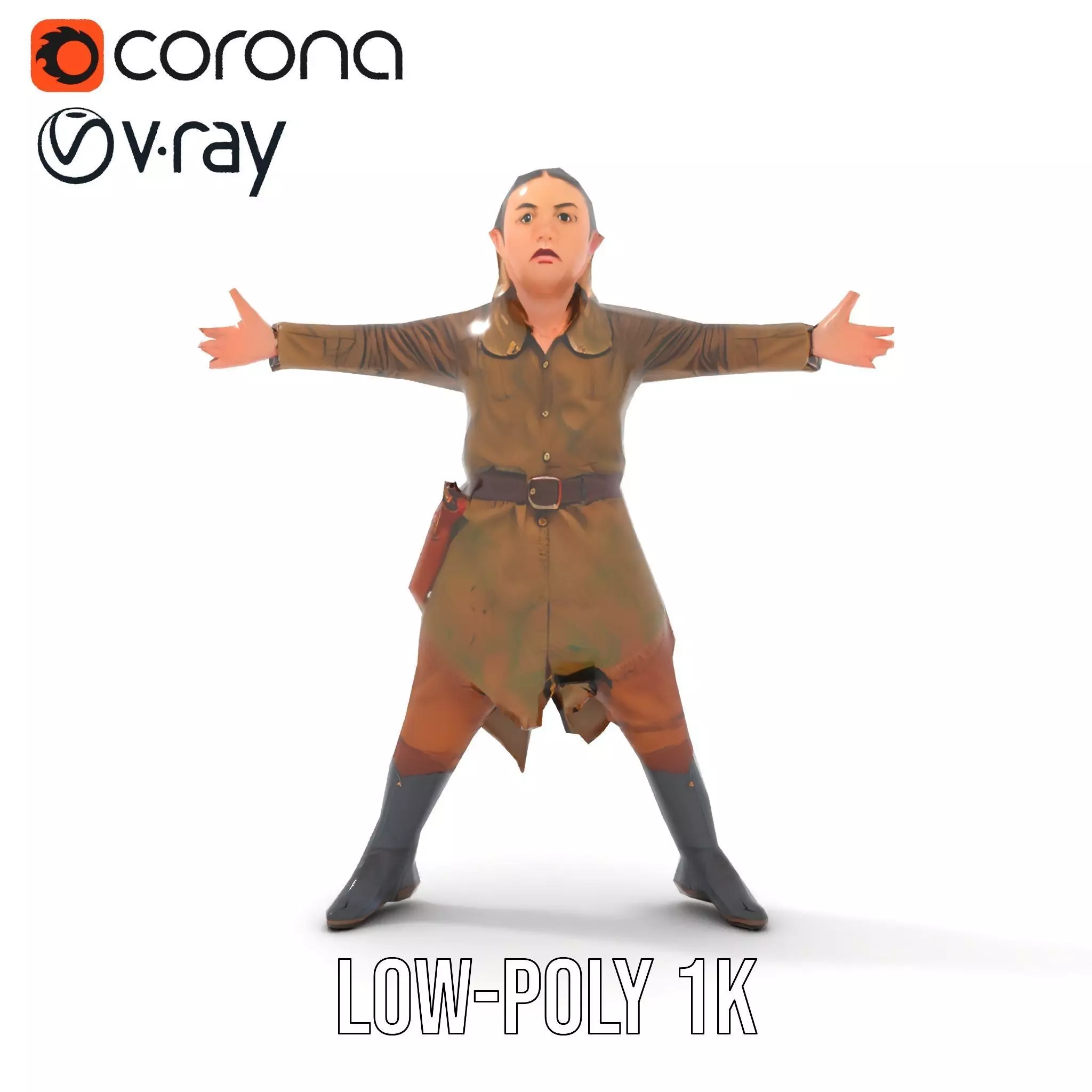 Elven Archer Outfit model pack Low-poly 3D model_9