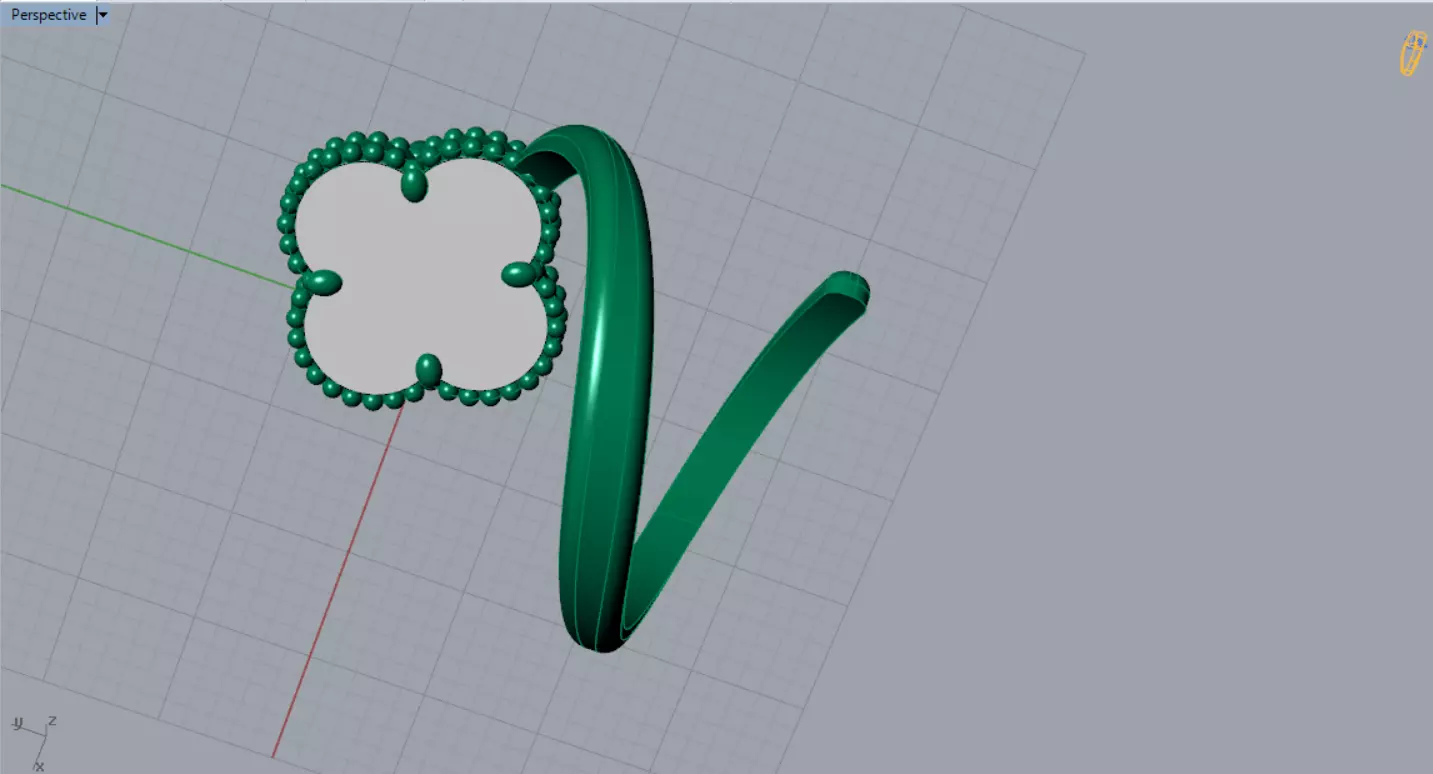 Ring Cuff Open stl 3dm Ring with Clover Motif model gr0164 3D print model_10