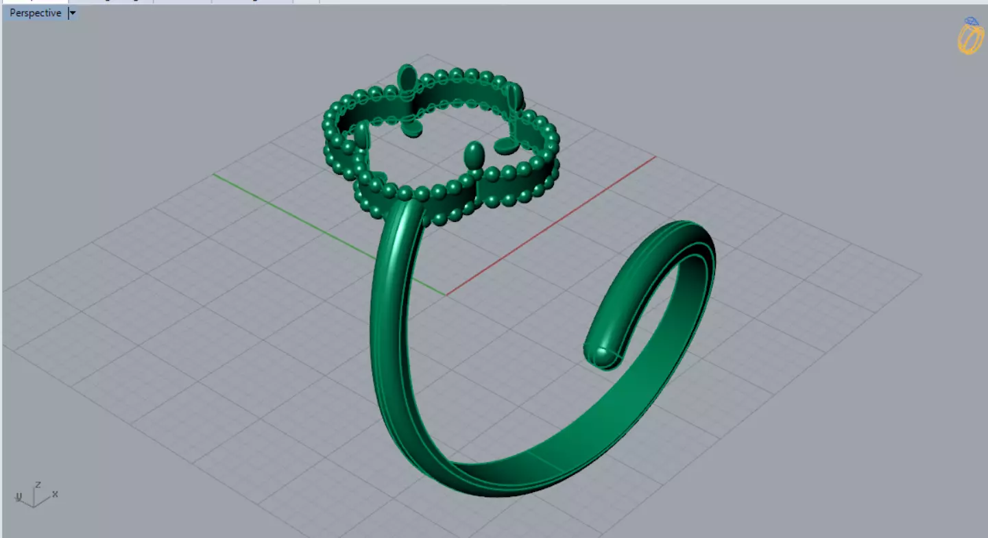 Ring Cuff Open stl 3dm Ring with Clover Motif model gr0164 3D print model_6